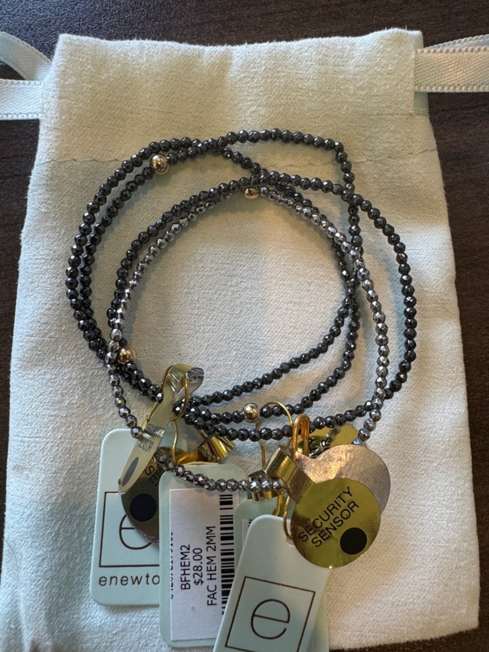 ENewton Hematite and Gold Charm Bracelet Set